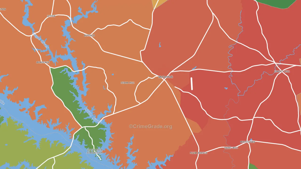 McCormick, SC Map of Murder Rates