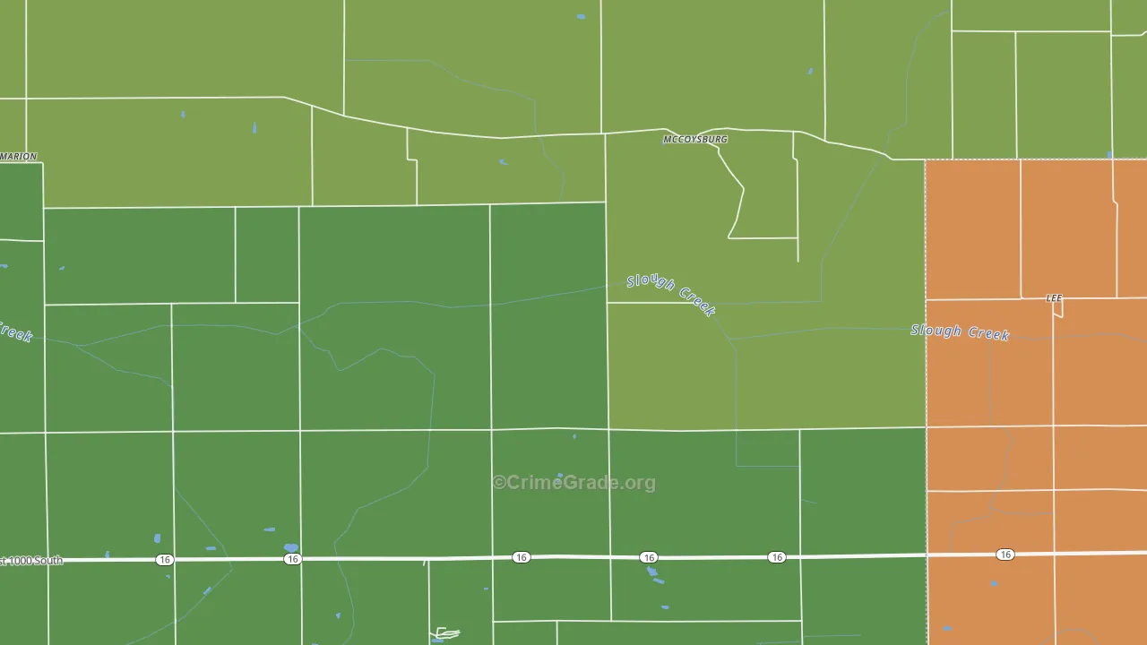 McCoysburg, IN Map of Murder Rates