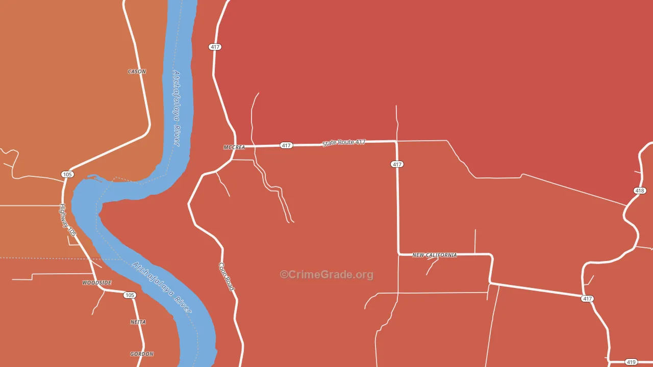McCrea, LA Map of Murder Rates