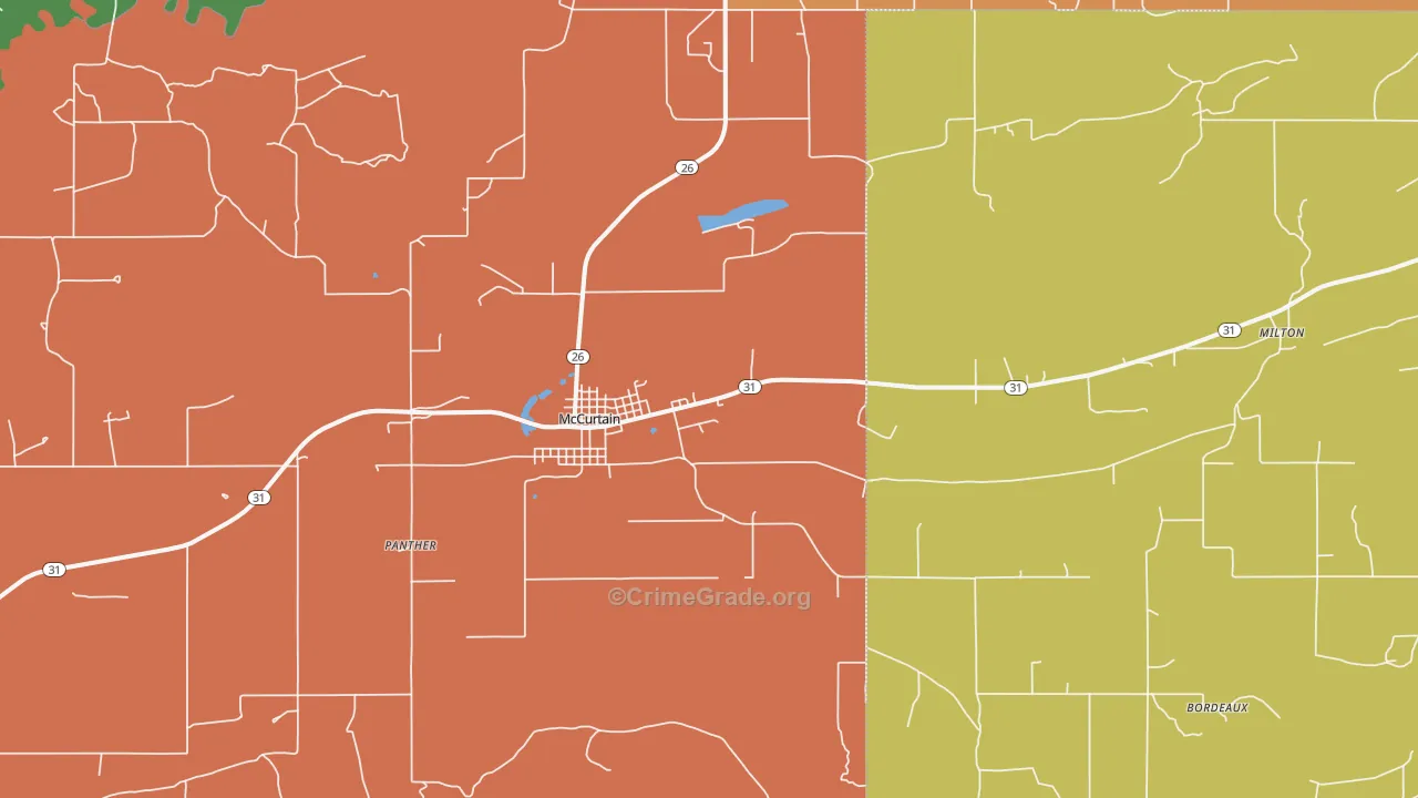 Mccurtain, OK Map of Murder Rates
