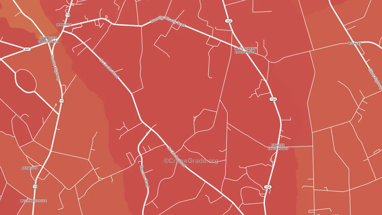 McCutchens Crossroads, SC Map of Murder Rates