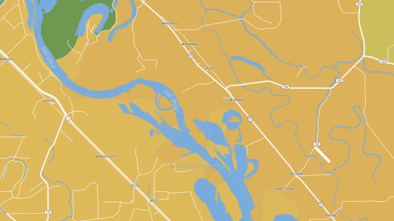 McDade, LA Map of Murder Rates