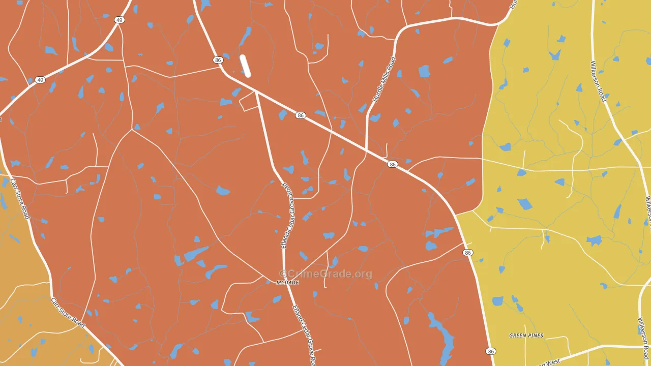 McDade, NC Map of Murder Rates