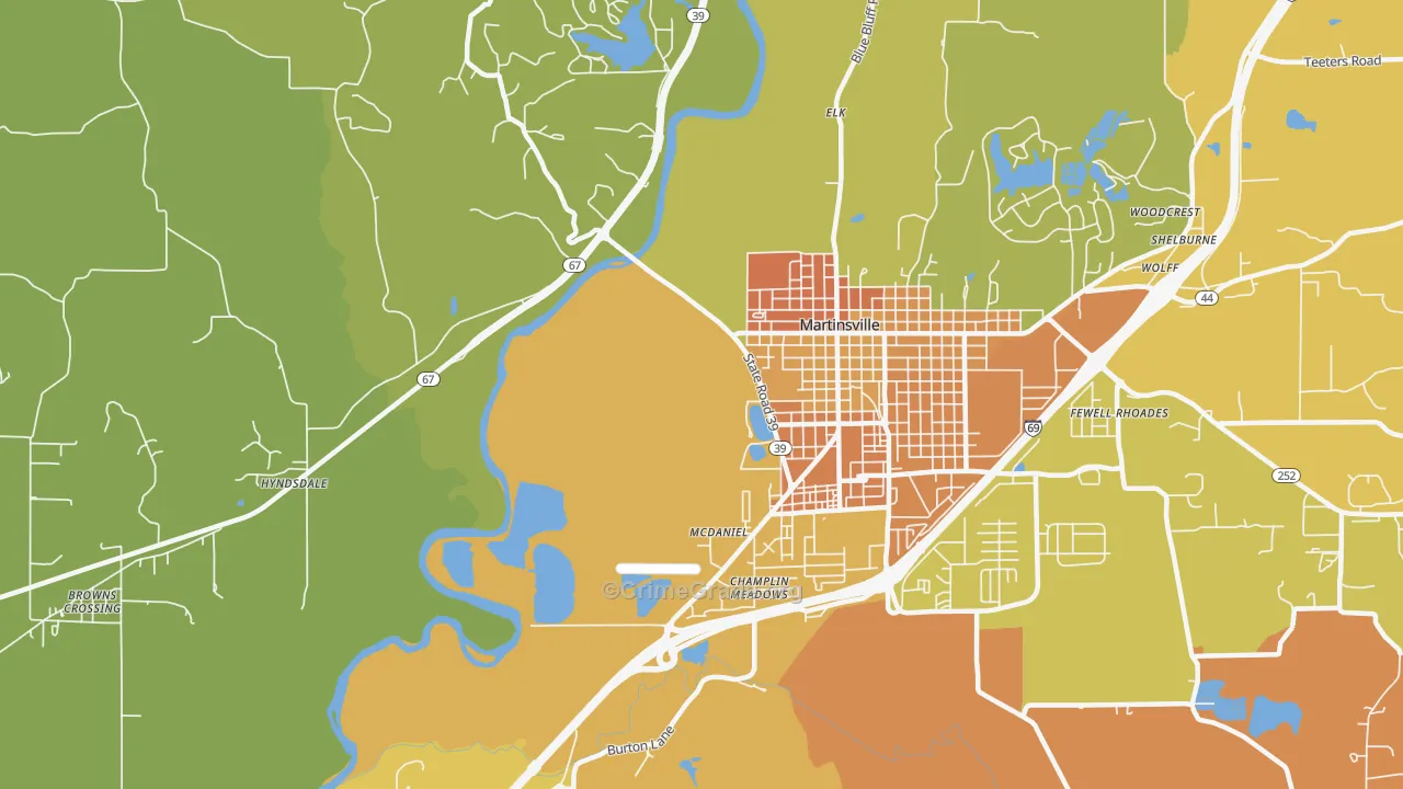 McDaniel, IN Map of Murder Rates