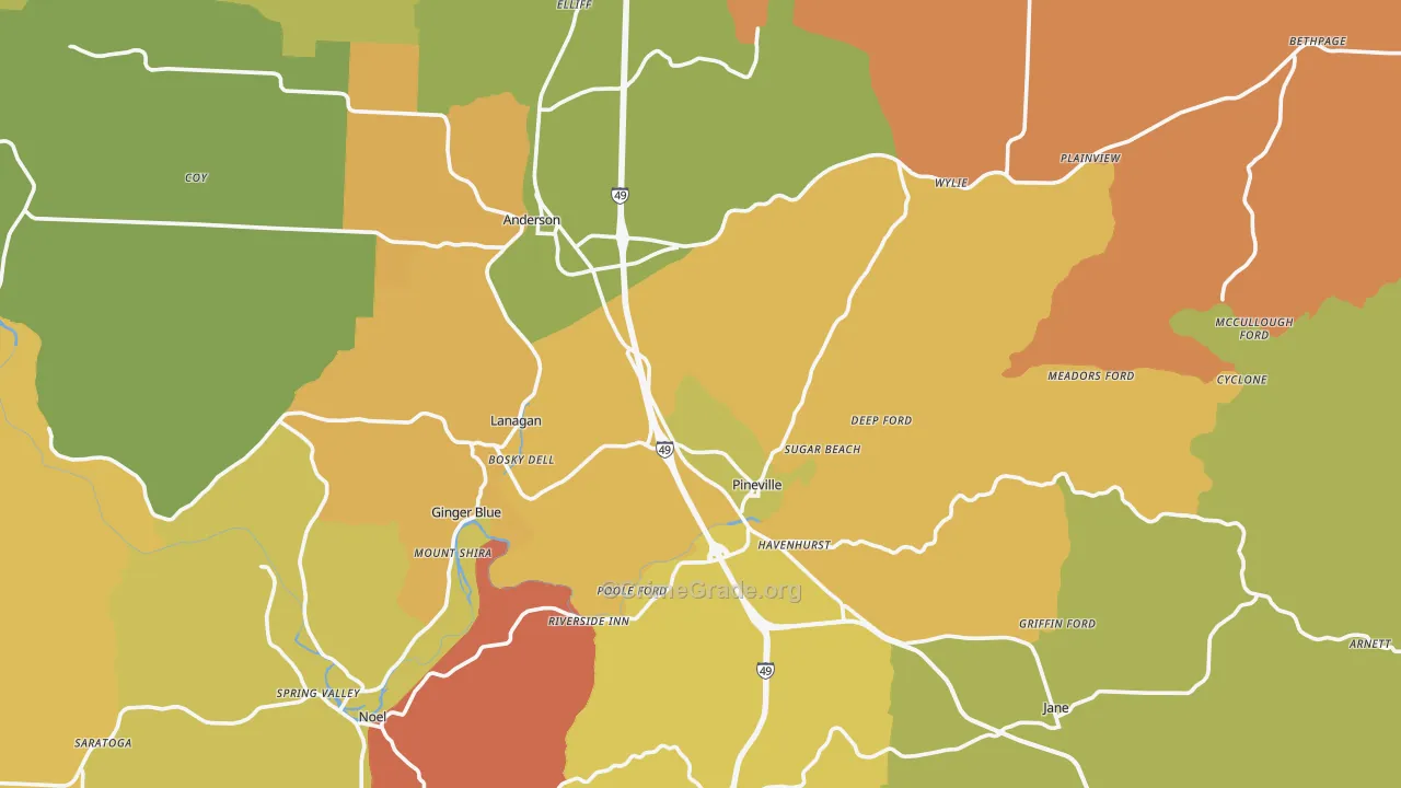 McDonald County, MO Map of Murder Rates