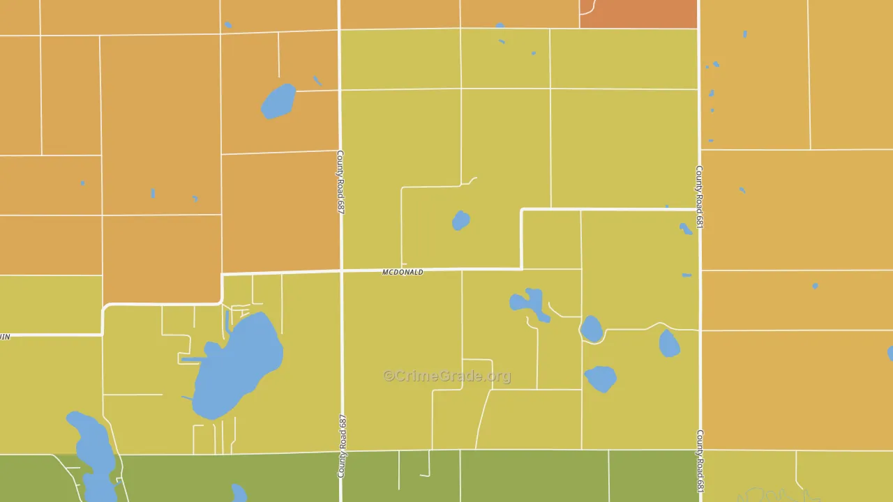 McDonald, MI Map of Murder Rates