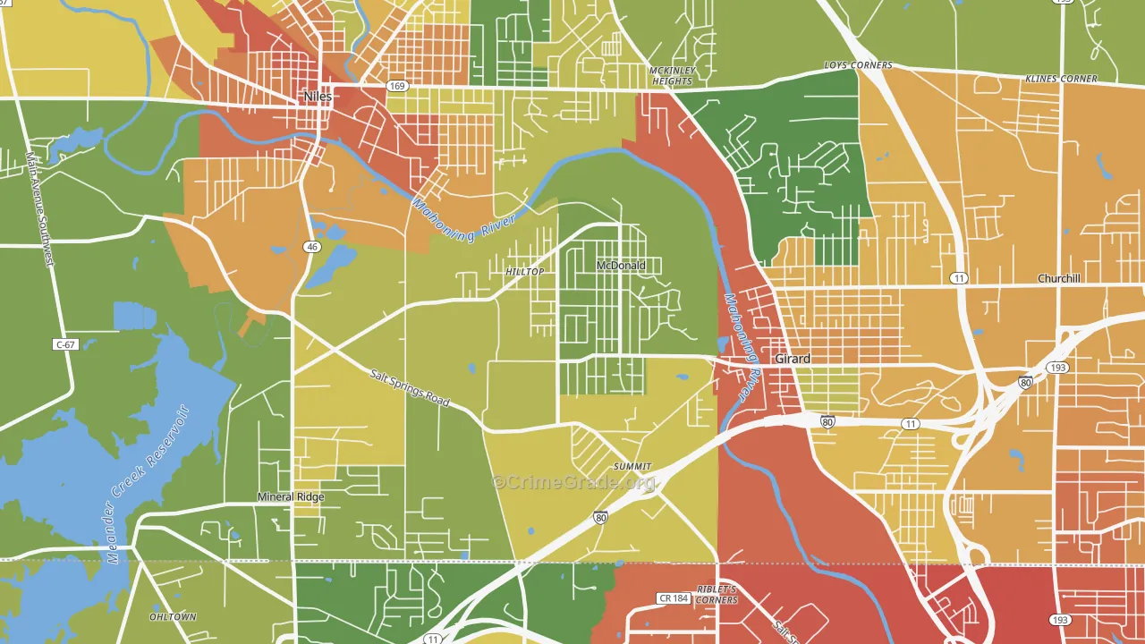 McDonald, OH Map of Murder Rates