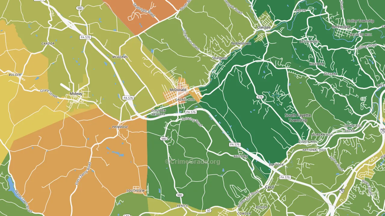 Mcdonald, PA Map of Murder Rates