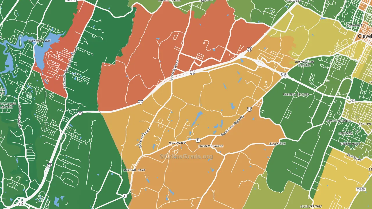 McDonald, TN Map of Murder Rates