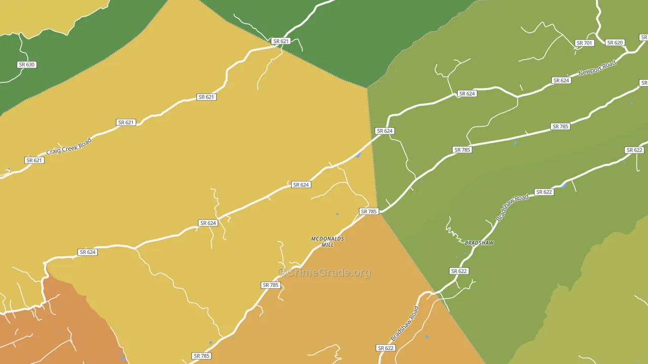 McDonalds Mill, VA Map of Murder Rates