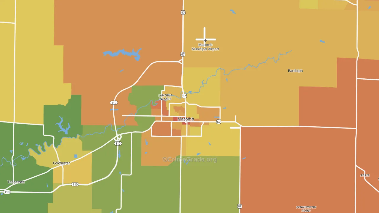 McDonough County, IL Map of Murder Rates