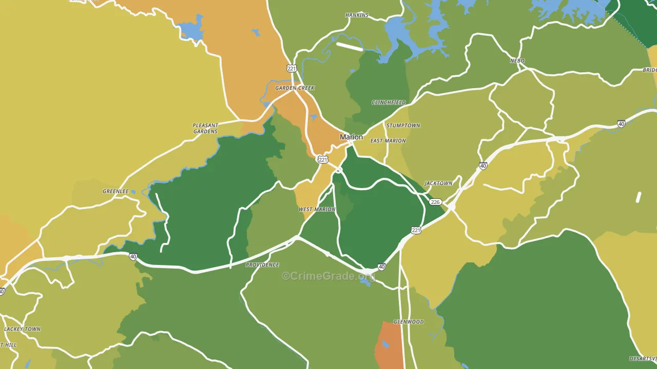 McDowell County, NC Map of Murder Rates