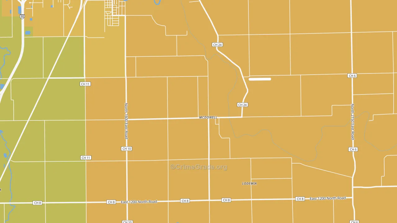 McDowell, IL Map of Murder Rates