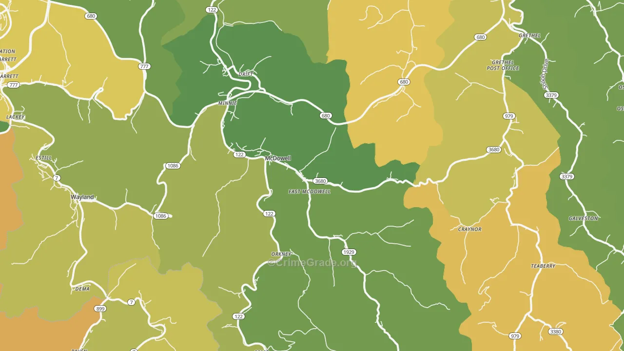 McDowell, KY Map of Murder Rates