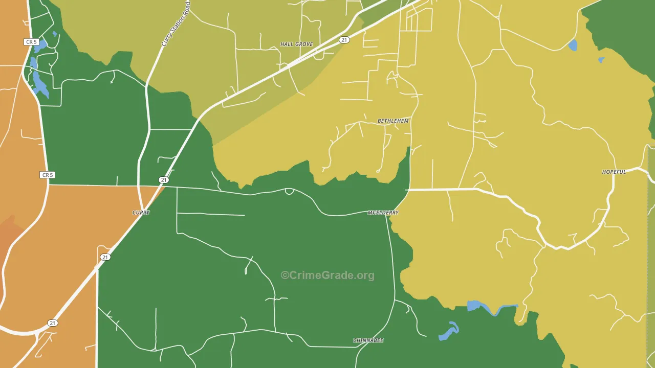 McElderry, AL Map of Murder Rates