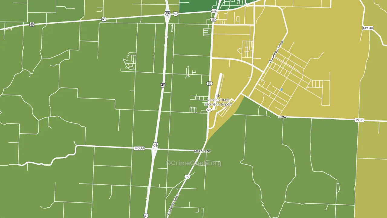 McElhany, MO Map of Murder Rates