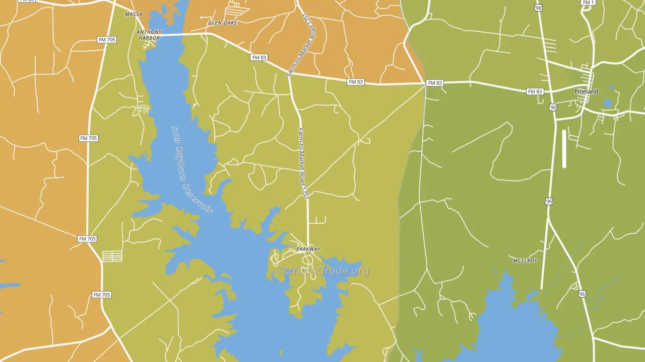 McElroy, TX Map of Murder Rates