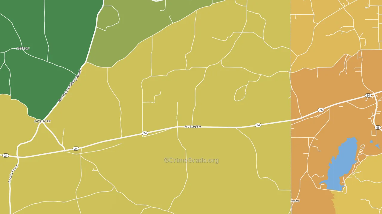 McElveen, MS Map of Murder Rates