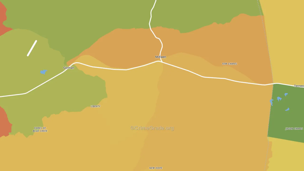 McEwen, TN Map of Murder Rates