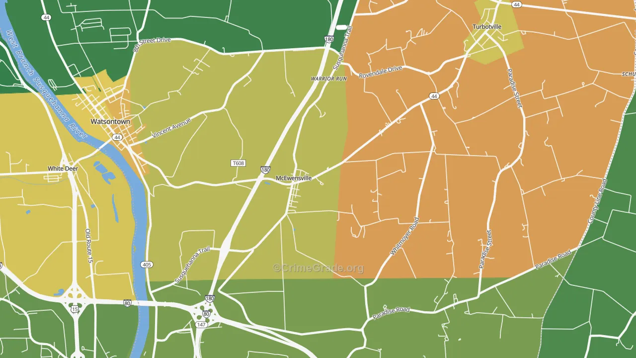 McEwensville, PA Map of Murder Rates