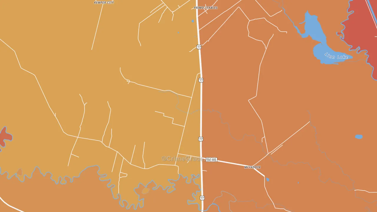 Mcfaddin, TX Map of Murder Rates