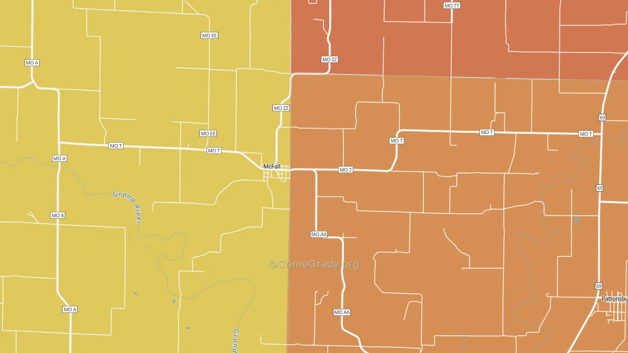 McFall, MO Map of Murder Rates