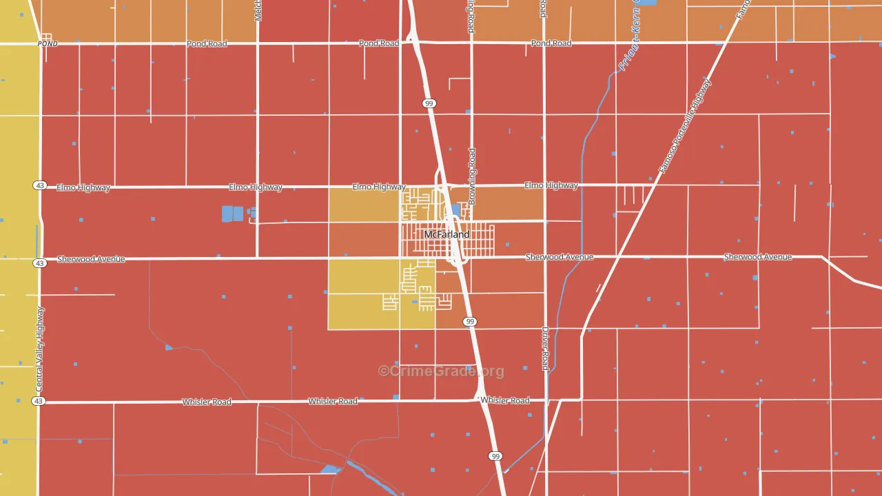 McFarland, CA Map of Murder Rates