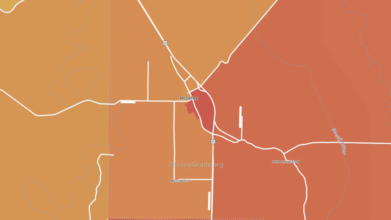 McGehee, AR Map of Murder Rates