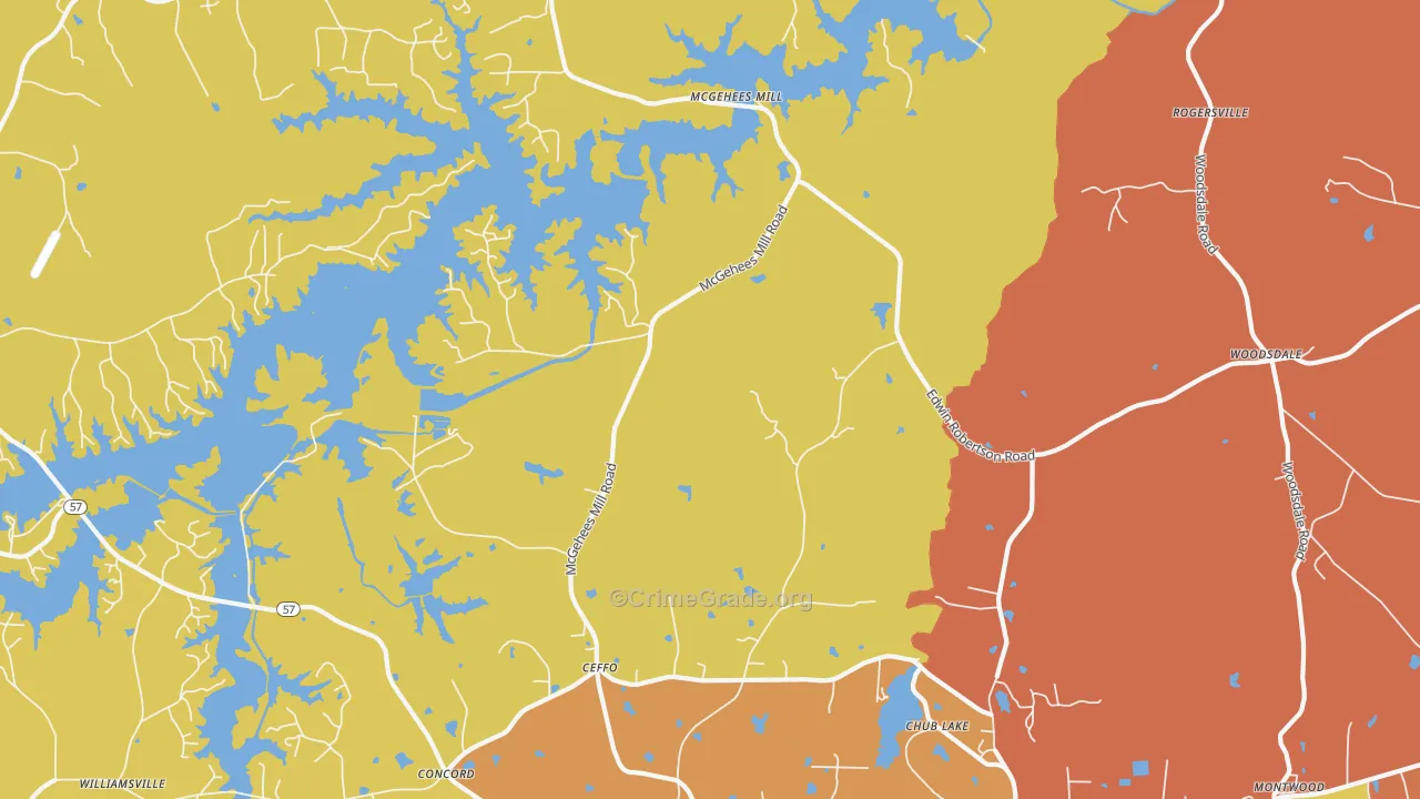 McGehees Mill, NC Map of Murder Rates