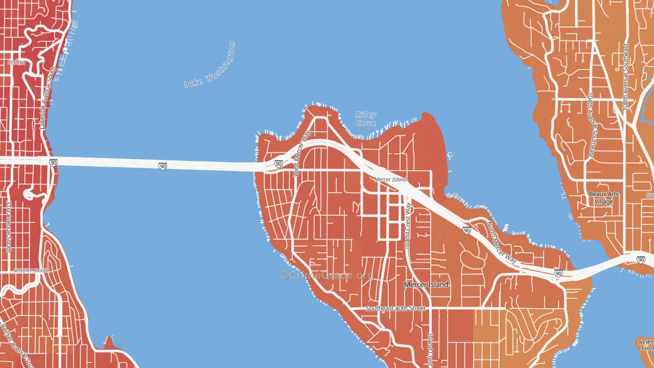 McGilvra, Mercer Island, WA Map of Murder Rates