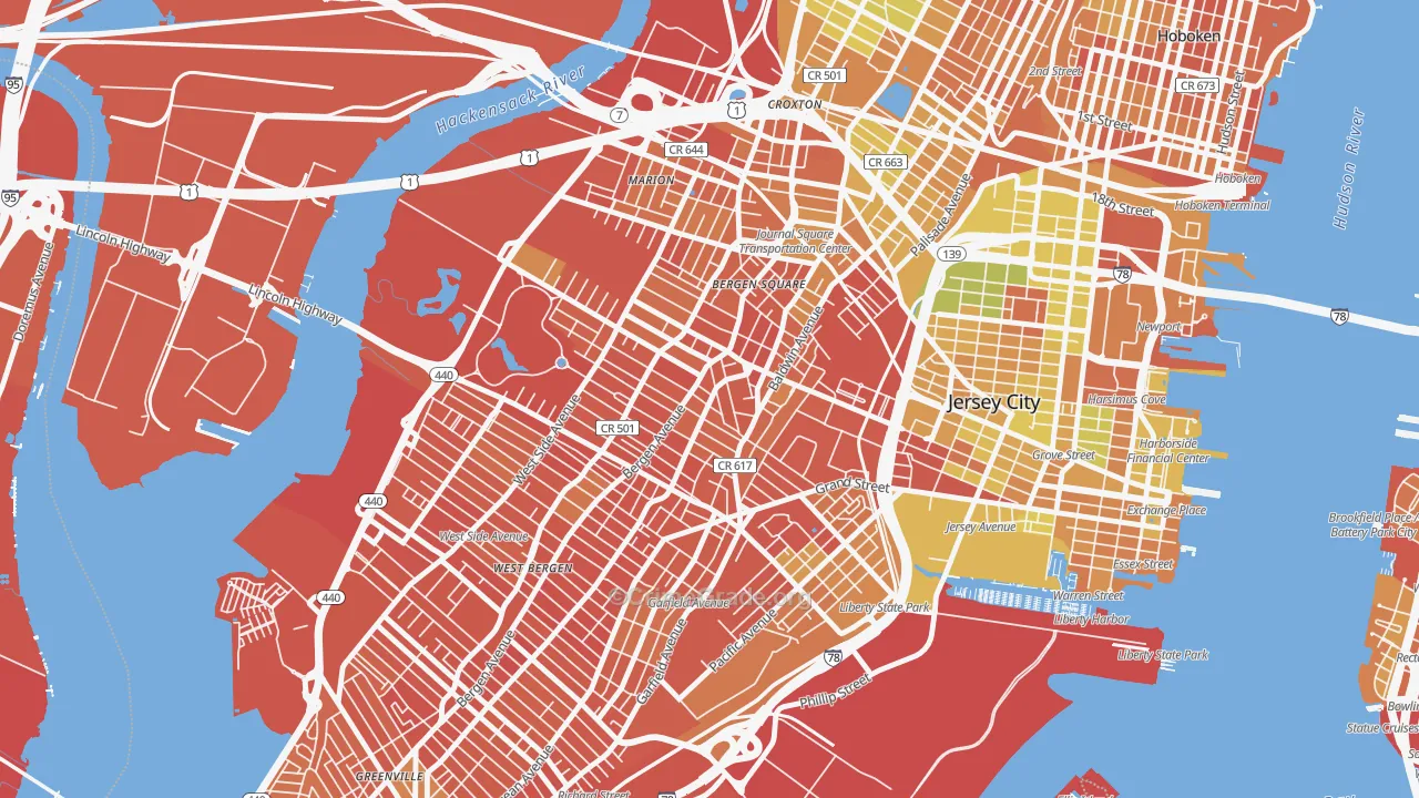 McGinley Square, Jersey City, NJ Map of Murder Rates