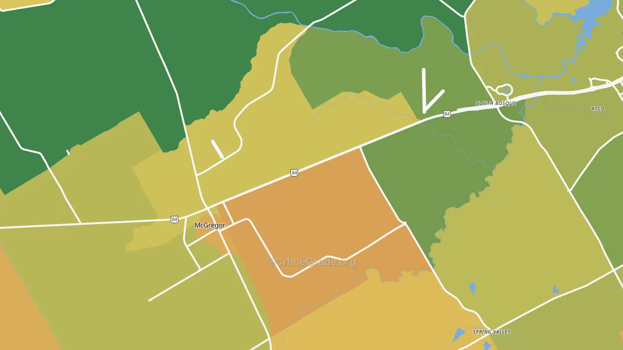 McGregor, TX Map of Murder Rates