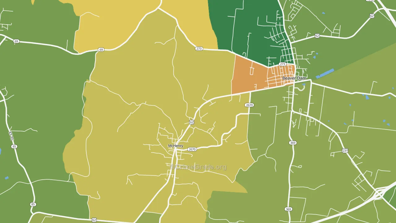 McHenry, KY Map of Murder Rates