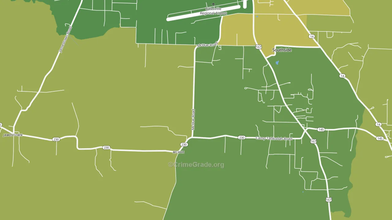 McHue, AR Map of Murder Rates