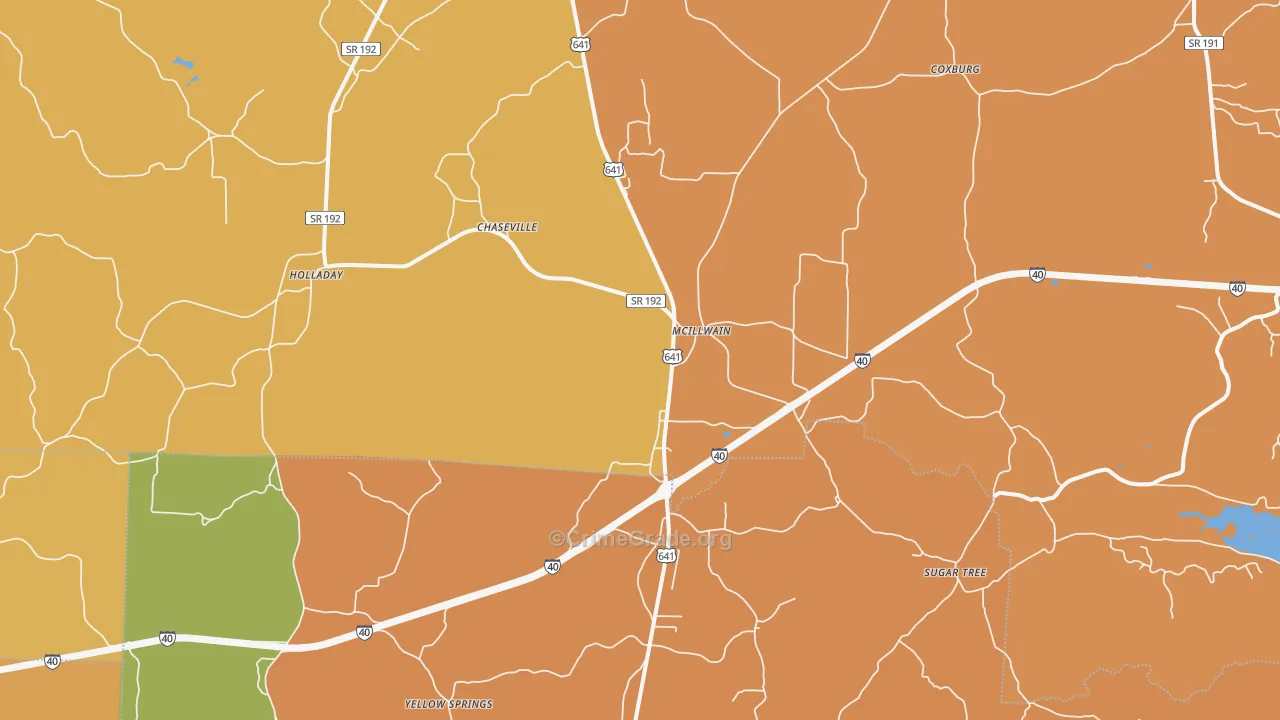 McIllwain, TN Map of Murder Rates
