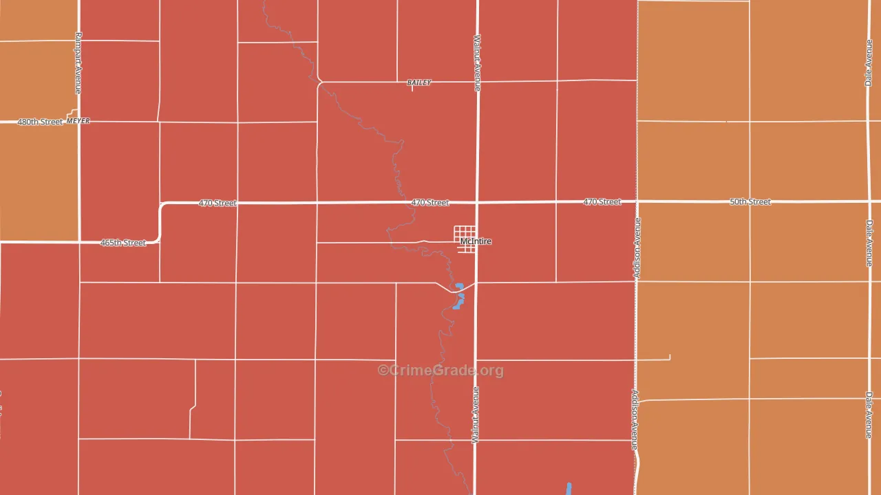 McIntire, IA Map of Murder Rates