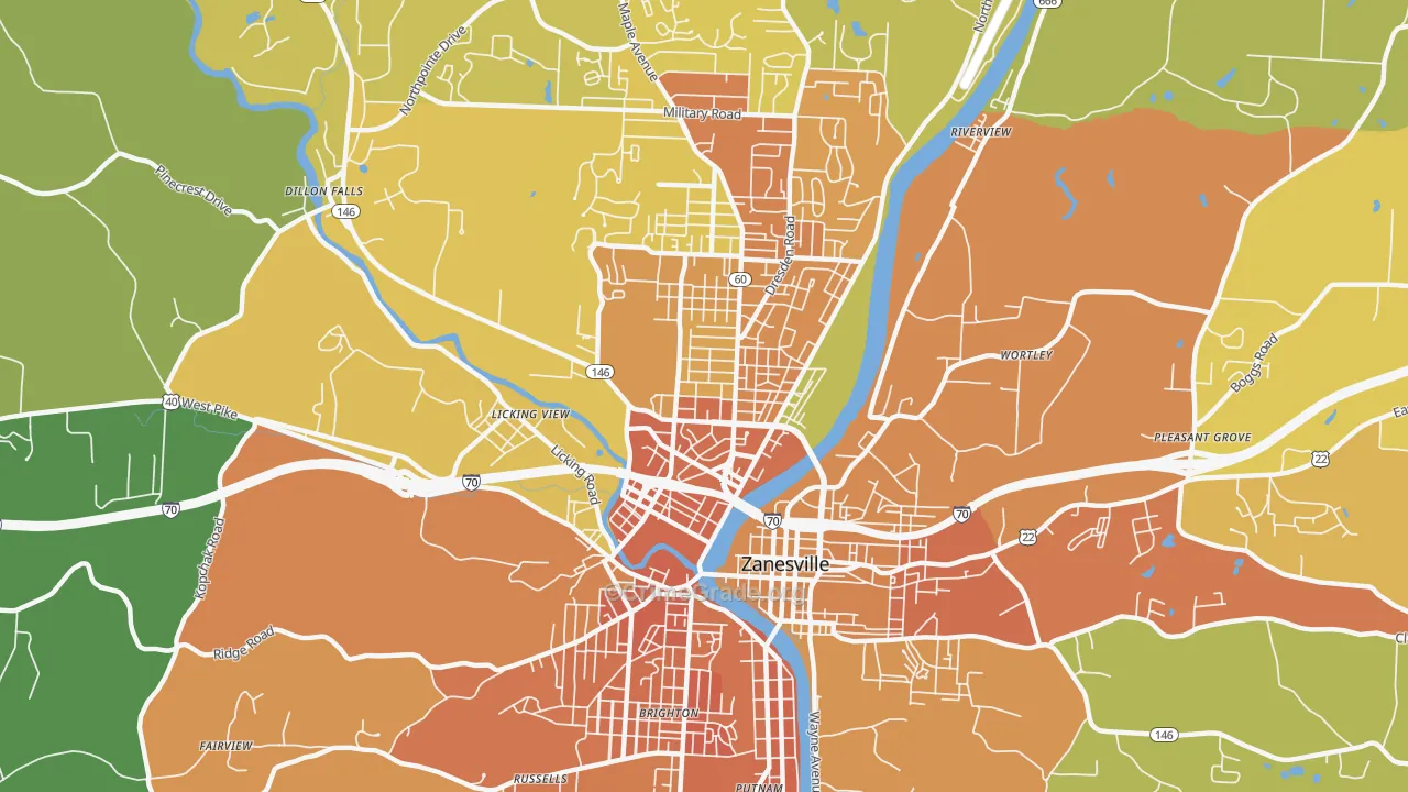 McIntire Terrace Historic District, Zanesville, OH Map of Murder Rates