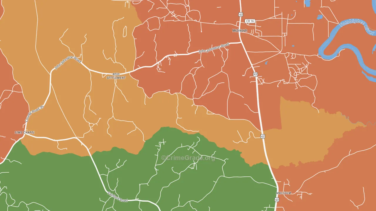McIntosh, AL Map of Murder Rates