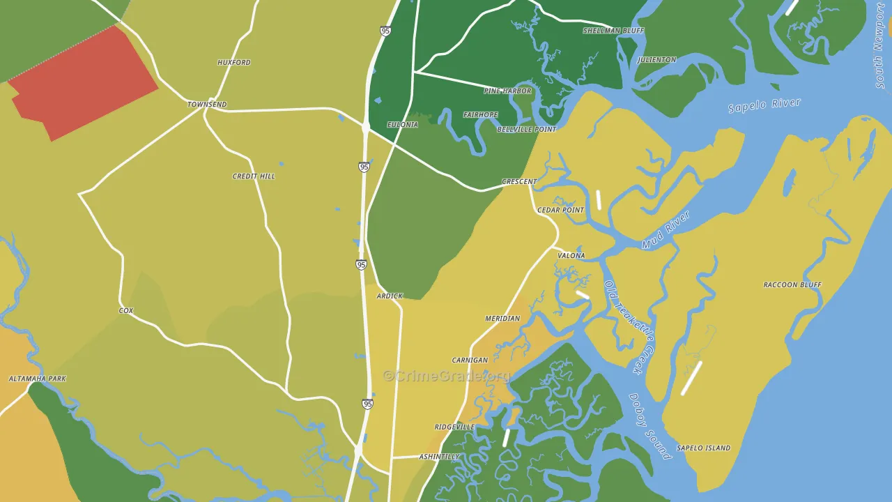 McIntosh County, GA Map of Murder Rates