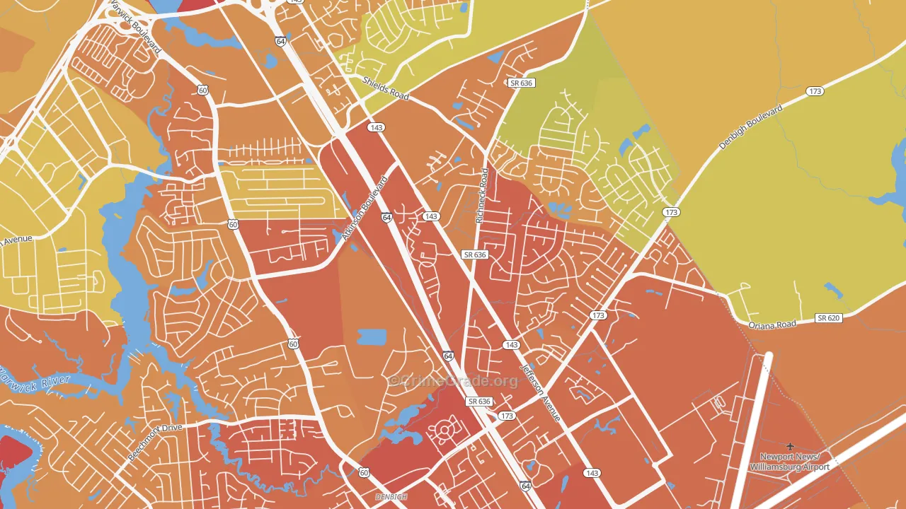 McIntosh, Newport News, VA Map of Murder Rates