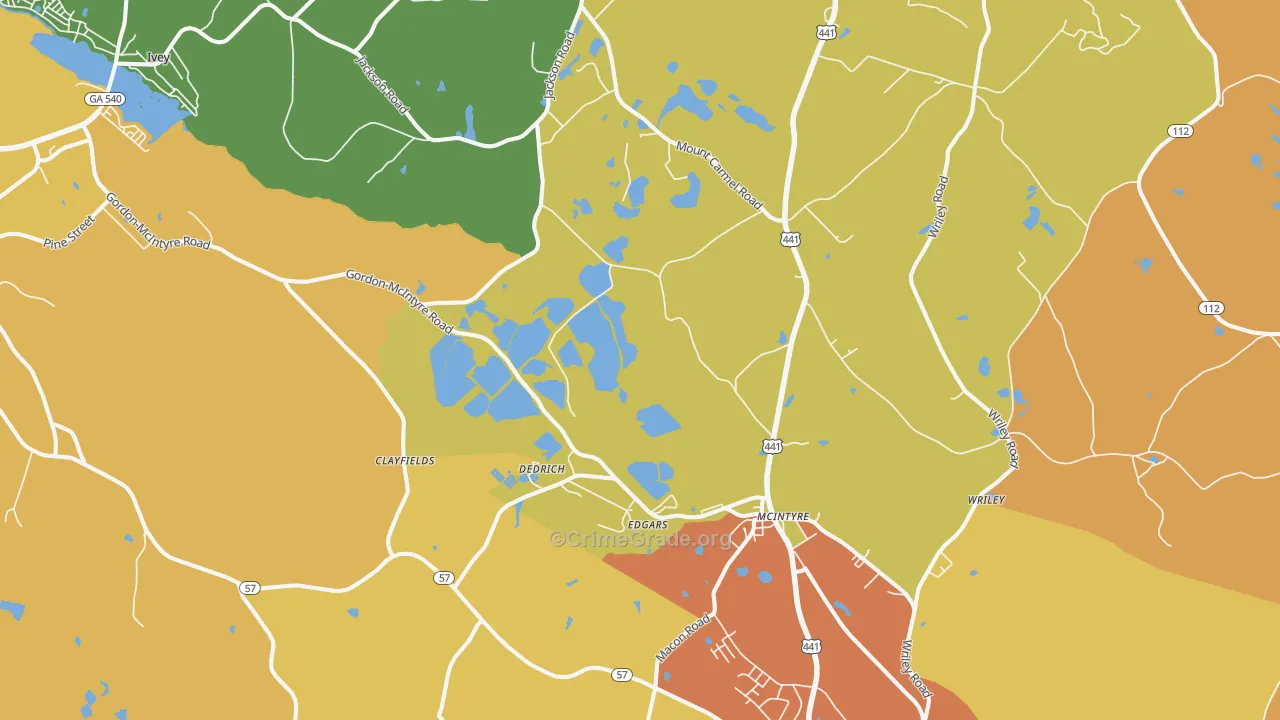 McIntyre, GA Map of Murder Rates