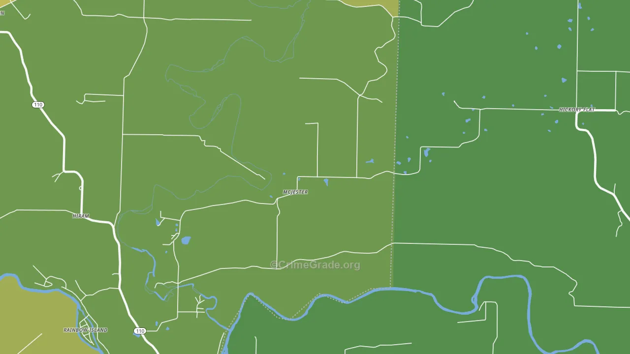 McJester, AR Map of Murder Rates