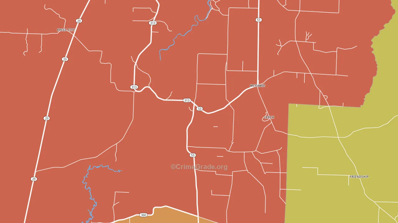 McKamie, AR Map of Murder Rates