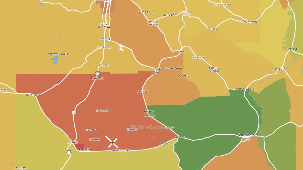 McKean County, PA Map of Murder Rates