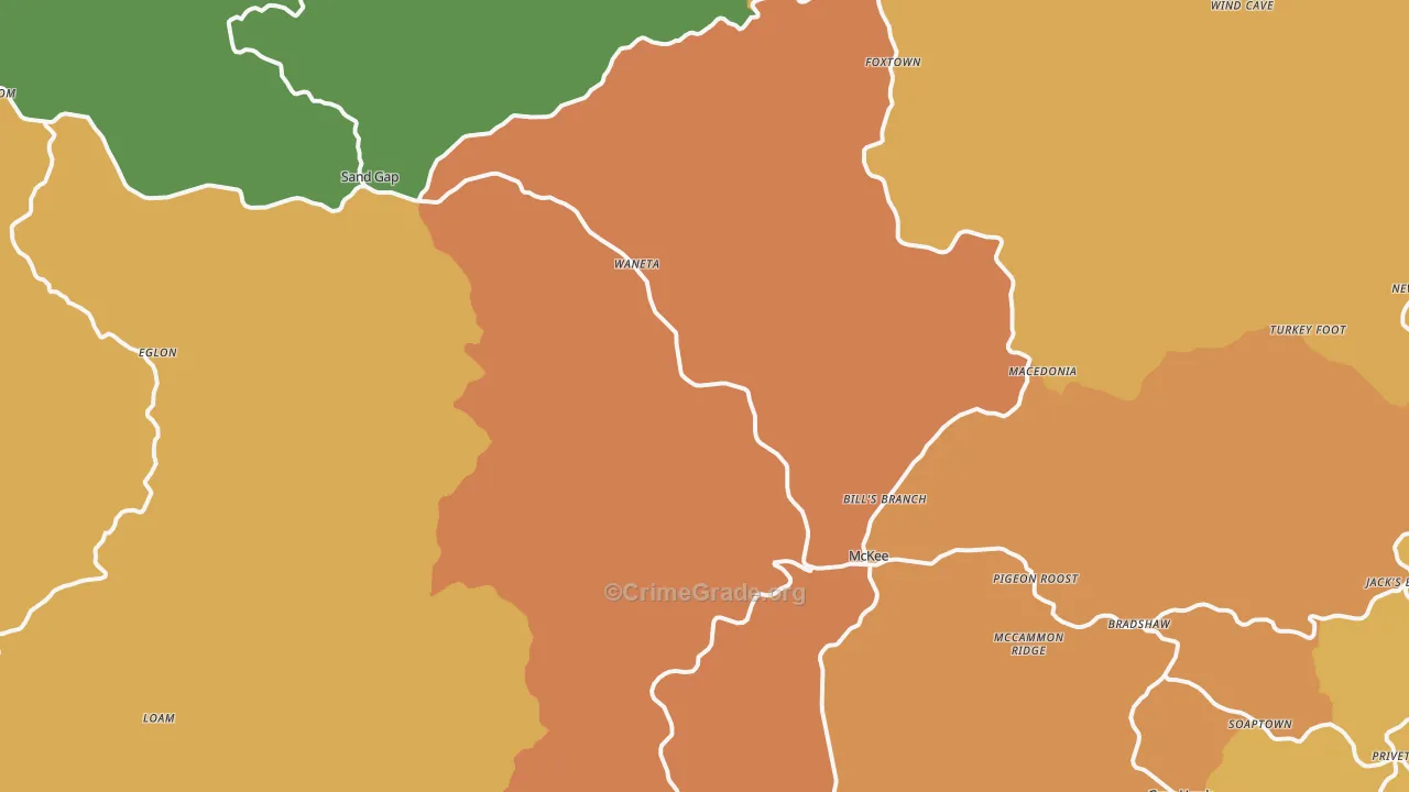 McKee, KY Map of Murder Rates