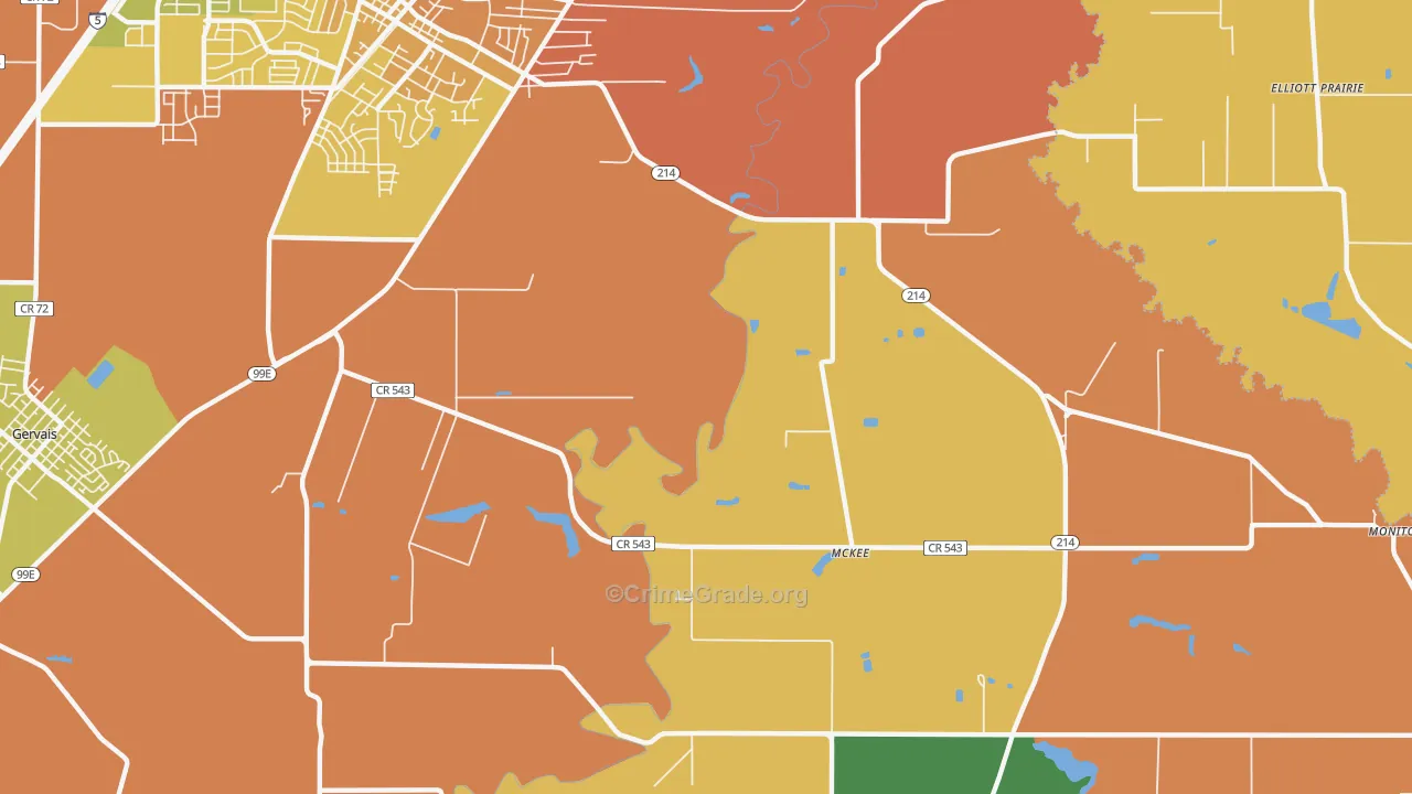 McKee, OR Map of Murder Rates