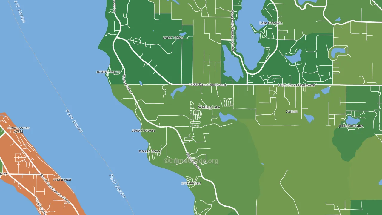 McKees Beach, WA Map of Murder Rates