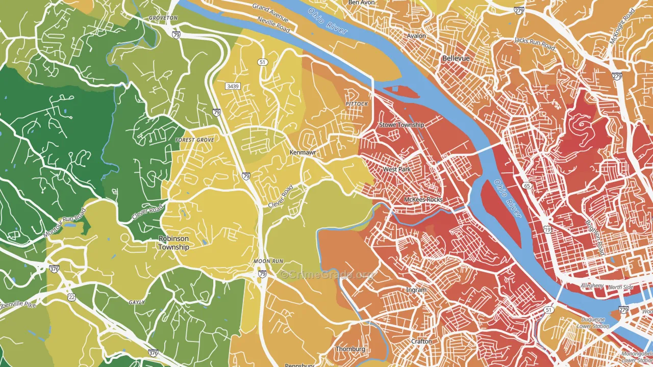 Mckees Rocks, PA Map of Murder Rates
