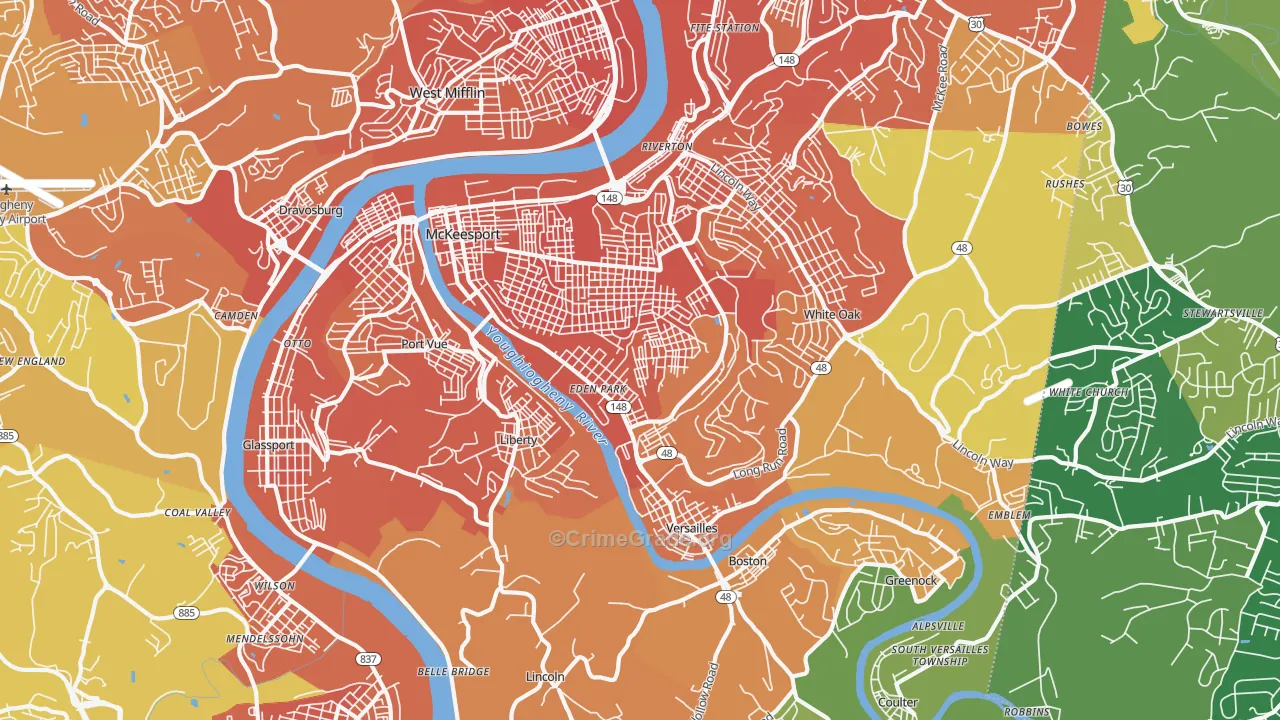 McKeesport, PA Map of Murder Rates