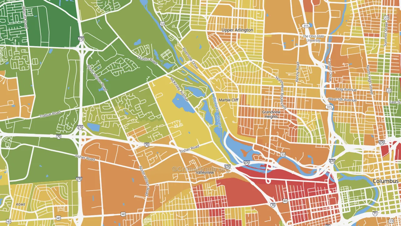 McKinley Avenue Corridor, Columbus, OH Map of Murder Rates